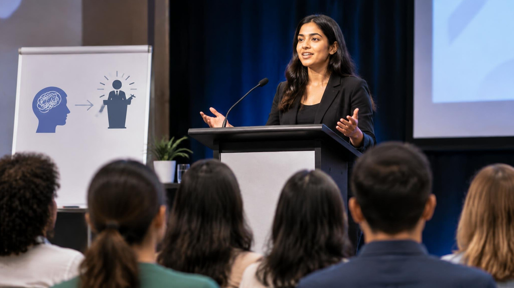 person speaking on stage
